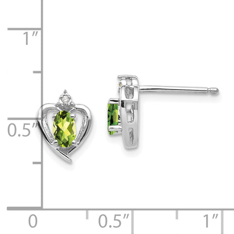 14k White Gold Peridot Diamond Earring XBS466