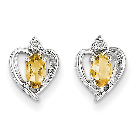 14k White Gold Citrine Diamond Earring XBS469 - shirin-diamonds