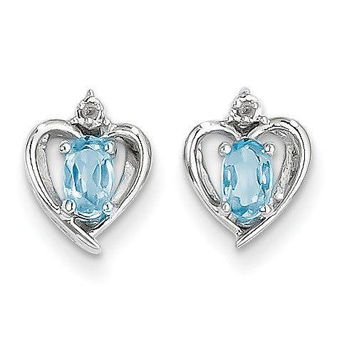 14k White Gold Blue Topaz Diamond Earring XBS470 - shirin-diamonds