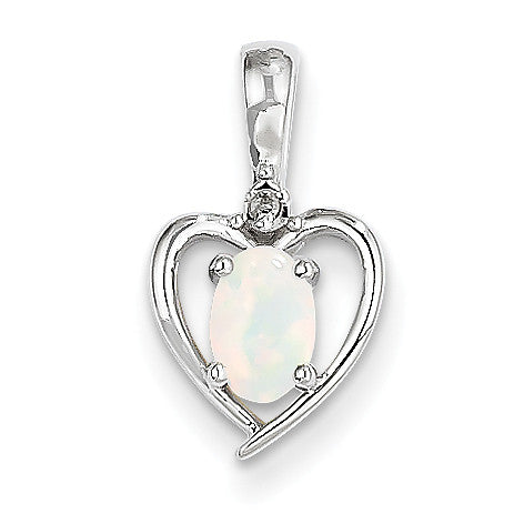 14k White Gold Opal Diamond Pendant XBS473 - shirin-diamonds