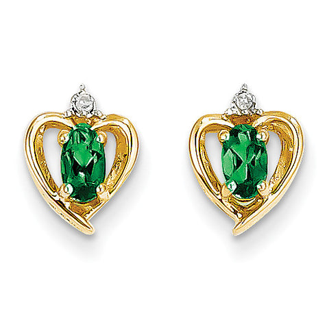 10K Diamond & Emerald Earrings 10XBS489 - shirin-diamonds