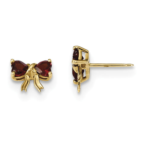 14k Gold Polished Garnet Bow Post Earrings XBS514 - shirin-diamonds