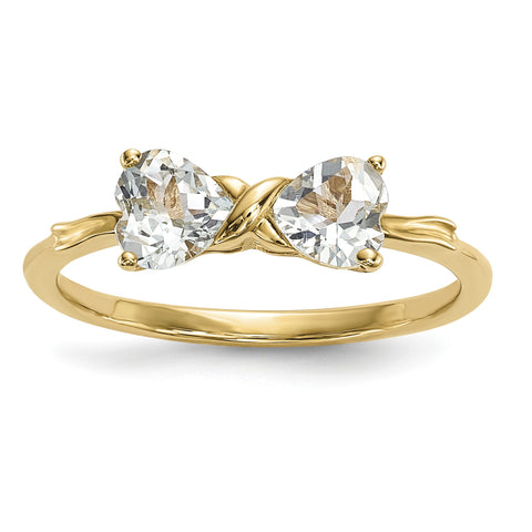 14k Gold Polished Aquamarine Bow Ring XBS518 - shirin-diamonds