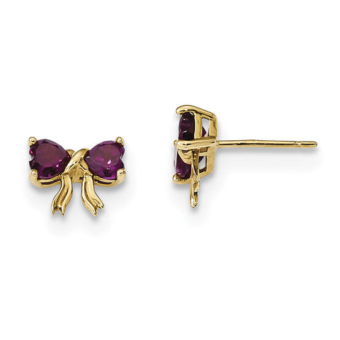 14k Gold Polished Rhodolite Bow Post Earrings XBS526 - shirin-diamonds
