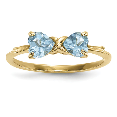 14k Gold Polished Light Swiss Blue Topaz Bow Ring XBS537 - shirin-diamonds