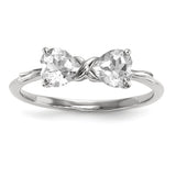 14k White Gold Polished White Topaz Bow Ring XBS555 - shirin-diamonds