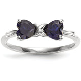 14k White Gold Polished Created Sapphire Bow Ring XBS570 - shirin-diamonds
