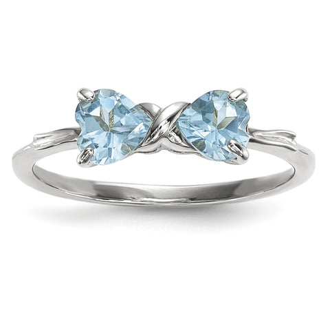 14k White Gold Polished Light Swiss Blue Topaz Bow Ring XBS573 - shirin-diamonds