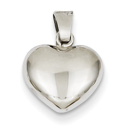 14k White Gold Puffed Heart Pendant XCH111 - shirin-diamonds
