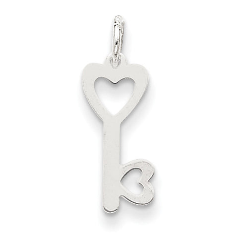 14k White Gold Heart-Shaped Key & Lock Charm XCH530 - shirin-diamonds