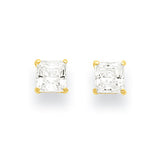 14k 4mm Square CZ Post Earrings XD37CZ - shirin-diamonds