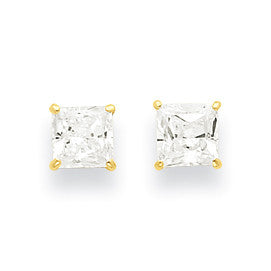 14k 5mm Square CZ Post Earrings XD38CZ - shirin-diamonds