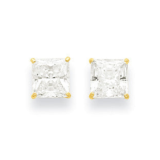 14k 6mm Square CZ Post Earrings XD39CZ - shirin-diamonds