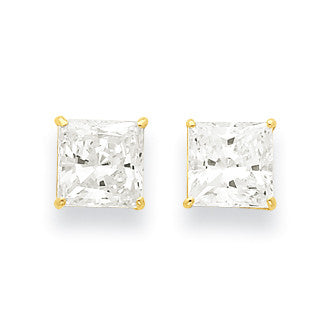 14k 7mm Square CZ Post Earrings XD40CZ - shirin-diamonds