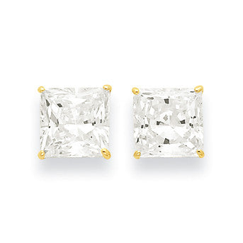 14k 8mm Square CZ Post Earrings XD41CZ - shirin-diamonds