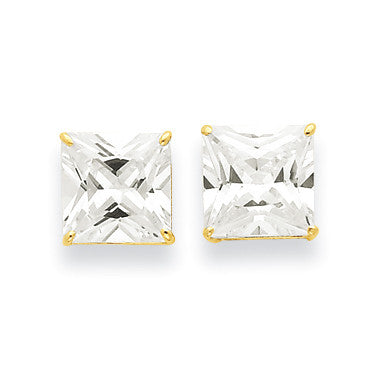 14k 9mm Square CZ Post Earrings XD42CZ - shirin-diamonds