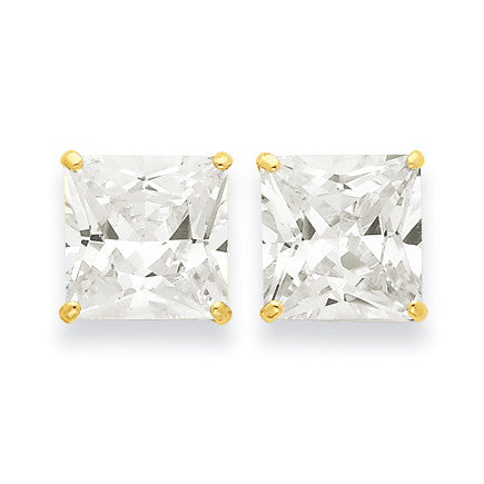14k 12mm Square CZ Post Earrings XD45CZ - shirin-diamonds