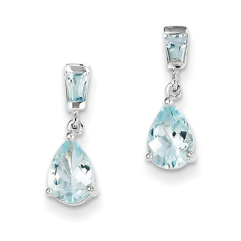 14k White Gold Aquamarine Dangle Earrings XE1653AQ - shirin-diamonds