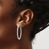 14kw Oro Spotlight Lab Grown Dia. SI+, H+, Round Hoop w/Safety Clasp Earrings 3.3CTW