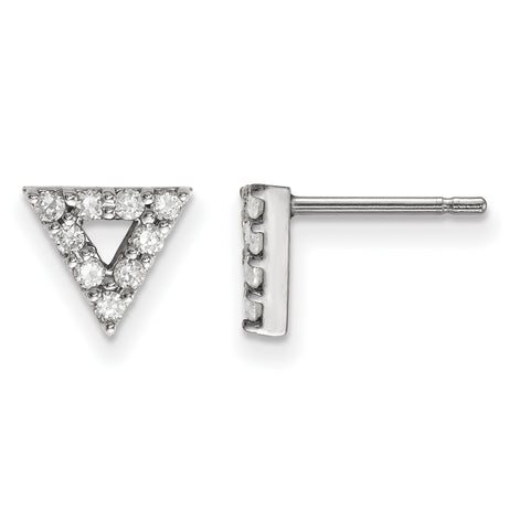 14k White Gold Diamond Triangle Open Earrings XE3071WA - shirin-diamonds
