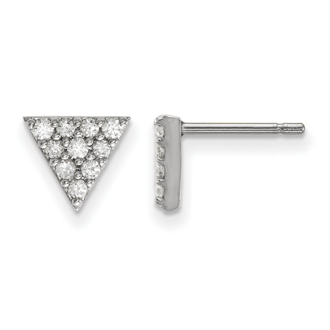 14k White Gold Diamond Triangle Earrings XE3072WA - shirin-diamonds