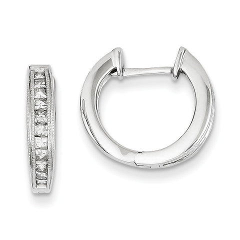 14k White Gold Diamond Complete Hinged Hoop Earrings XE769A - shirin-diamonds