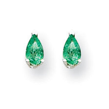 14k White Gold Emerald Earrings XE78WE-B - shirin-diamonds