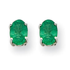 14k White Gold Emerald Earrings XE87WE-B - shirin-diamonds