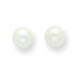14k 3-4mm White Round FW Cultured Pearl Stud Earrings X30PW - shirin-diamonds