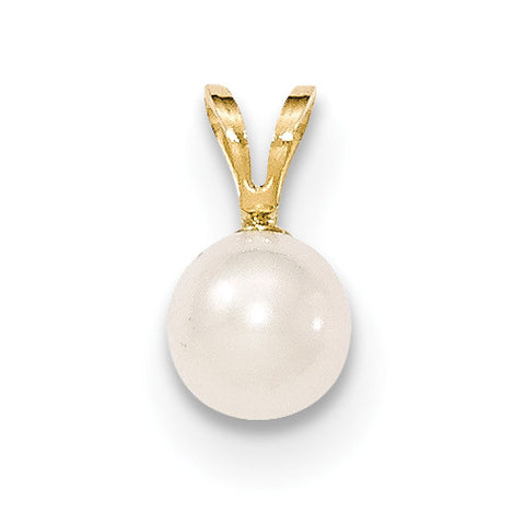 14k Gold 6-7mm White Saltwater Akoya Cultured Pearl Pendant - shirin-diamonds