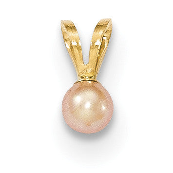 14k Gold 3-4mm Round Pink FW Cultured Pearl Pendant - shirin-diamonds