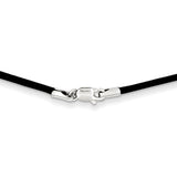 14K White Gold 1.5mm 16in Black Leather Cord Necklace 16 Inch
