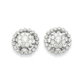 14K White Gold Large Flower & Jacket Diamond Post Earrings XJ95A - shirin-diamonds