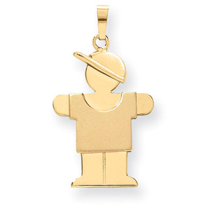 14k Solid Engravable Boy with Hat on Right Charm XK385 - shirin-diamonds