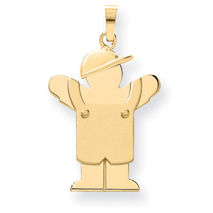 14k Solid Engravable Boy in Overalls with Hat on Left Charm XK389 - shirin-diamonds