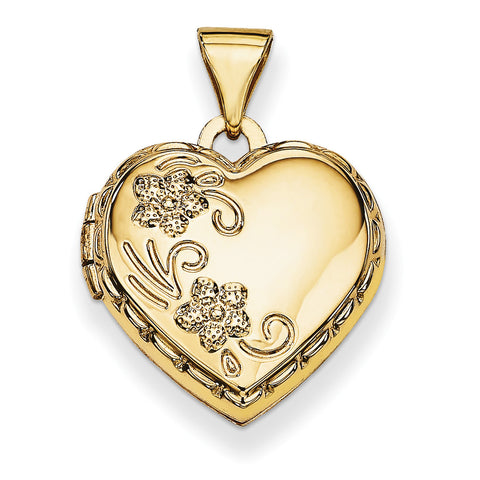 14k Domed Heart Locket XL135 - shirin-diamonds