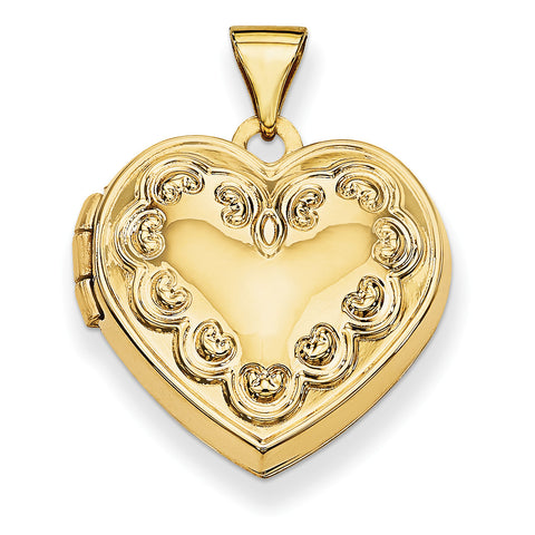 14k Domed Heart Locket XL141 - shirin-diamonds
