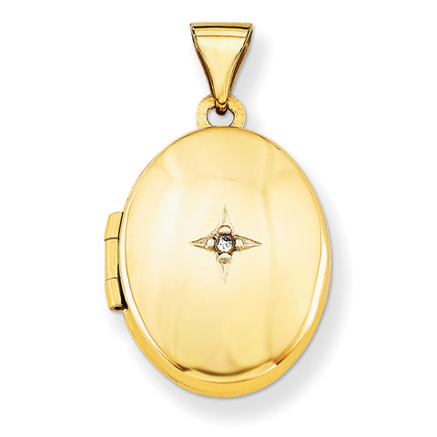 14k Oval Diamond Locket XL153 - shirin-diamonds