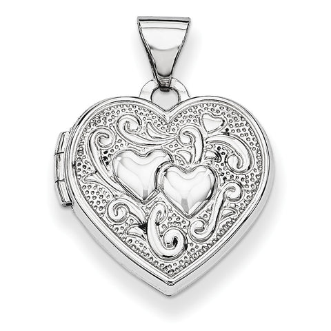 14k White Gold Heart Locket XL184 - shirin-diamonds