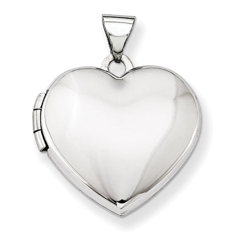 14k White Gold Domed Heart Locket XL186 - shirin-diamonds