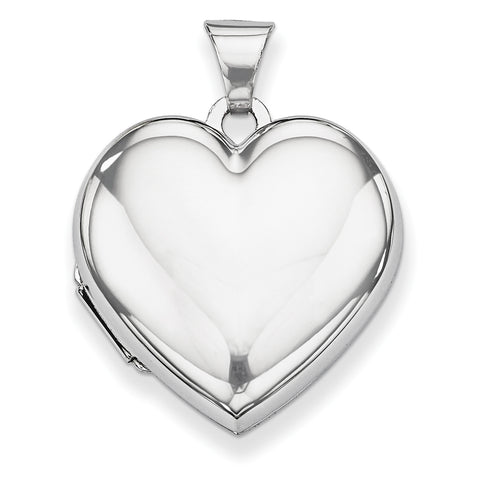 14k White Gold Polished Heart-Shaped Domed Locket XL339 - shirin-diamonds