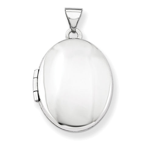 14k White Gold Polished Oval Locket XL352 - shirin-diamonds
