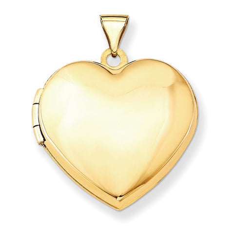 14k 21mm Heart Domed Plain Locket XL516 - shirin-diamonds
