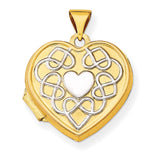 14k 18mm Heart Rhodium heart of Gold Locket XL520 - shirin-diamonds
