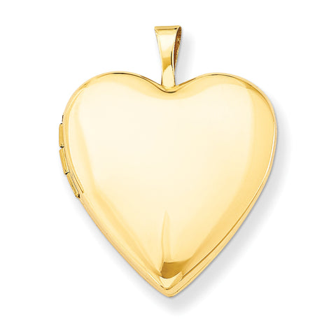 14K 20mm Plain Polished Heart Locket XL588 - shirin-diamonds