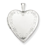 14K 20mm White Gold Flower Vine Border Heart Locket XL599 - shirin-diamonds