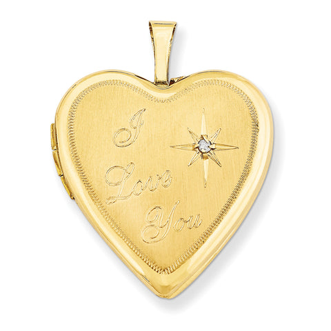 14K 20mm I Love You w/ Diamond Heart Locket XL600 - shirin-diamonds