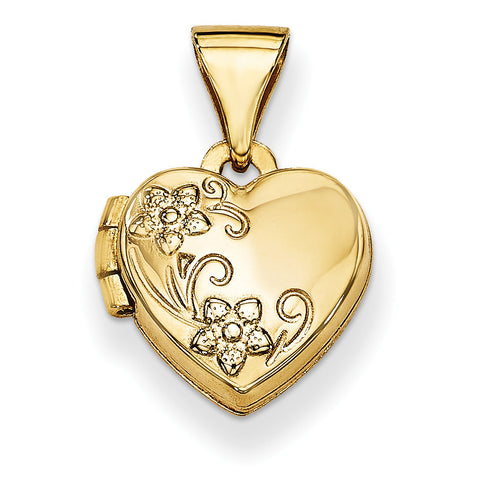 14k Floral Heart Locket XL62 - shirin-diamonds
