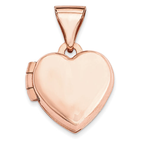 14k Rose Gold 10mm Plain Heart Locket XL654 - shirin-diamonds