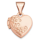 14k Rose Gold 10mm Floral Heart Locket XL655 - shirin-diamonds